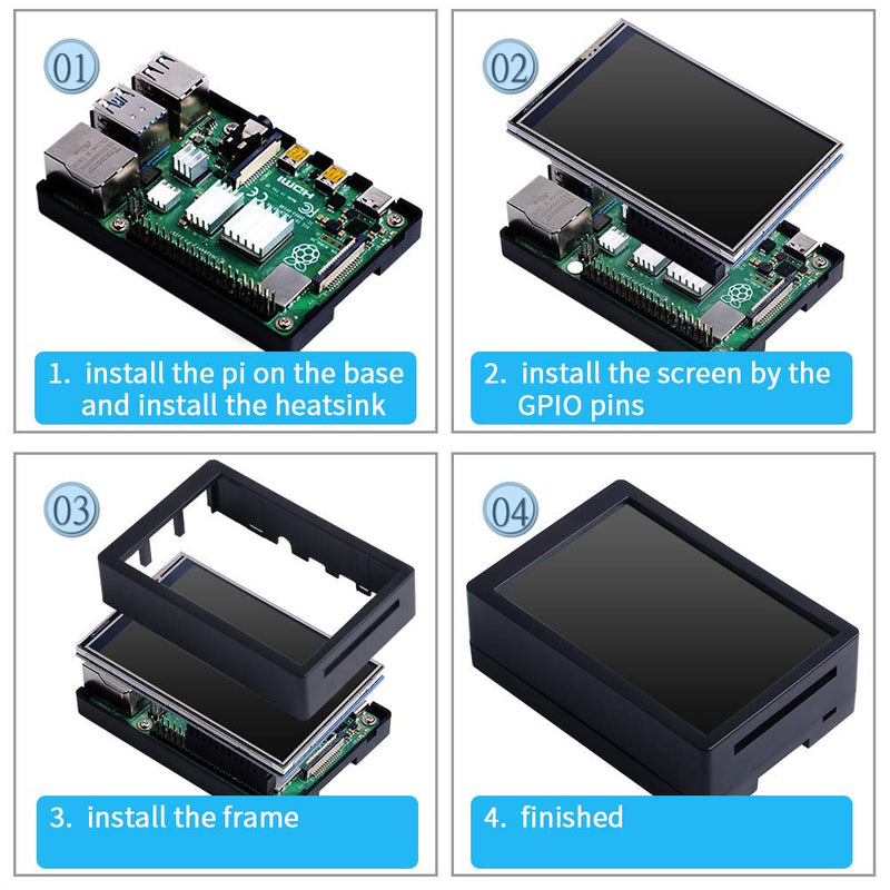  [AUSTRALIA] - GeeekPi Raspberry Pi 4 TFT 3.5 inch Touch Screen with Case, Raspberry Pi Fan and Heatsinks, 320x480 Resolution LCD Display for Raspberry Pi 4 Model B (Raspberry Pi Board NOT Included)