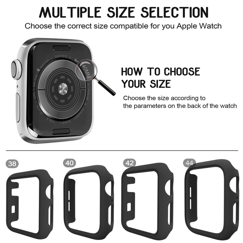  [AUSTRALIA] - Mugust 4 Pack Compatible for Apple Watch Case 38mm [NO Screen Protector] Series 3 2 1, Hard PC Bumper Case Protective Cover Frame Compatible for iWatch 38mm, Black/Rose Gold/Silver/Clear 38 mm