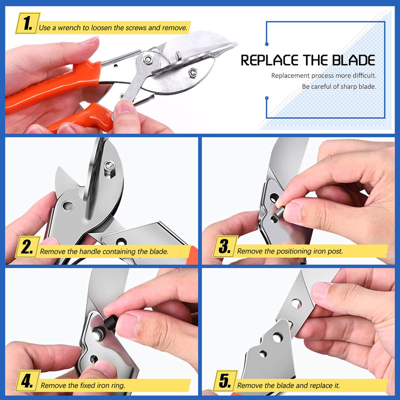  [AUSTRALIA] - Glarks Angle Miter Shear Cutter Tools, 45 Degree to 120 Degree Angle Scissors Trim Shears Hand Tools with Spare Blade and a Screwdriver for Cutting Trunking, Soft Wood, Plastic, PVC