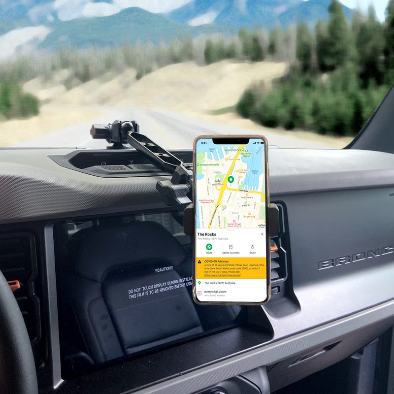  [AUSTRALIA] - Maiker Dashboard Phone Holder Mount, Anti-Shake Stabilizer Custom Adjustable Cell Phone Holder for Ford Bronco Accessories 2021 2022 phone mount