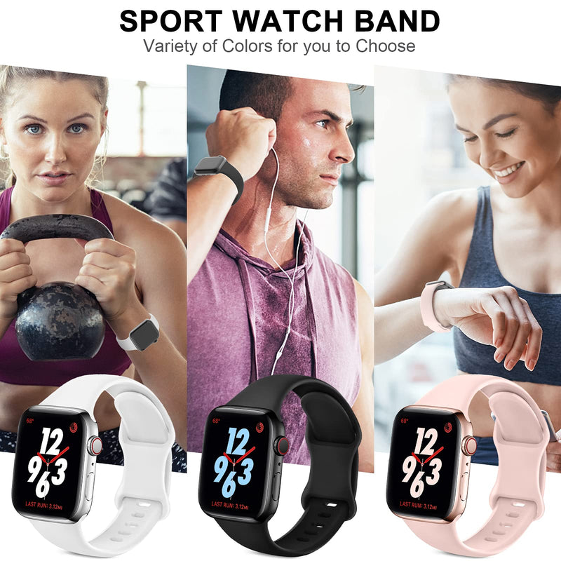  [AUSTRALIA] - KingofKings Sport Watch Bands Compatible with Apple Watch Band 44mm 42mm 40mm 38mm for Women Men, Soft Silicone Replacement Strap Wristband for iWatch Series 7 6 5 4 3 2 1 SE White 1-White 38MM/40MM/41MM
