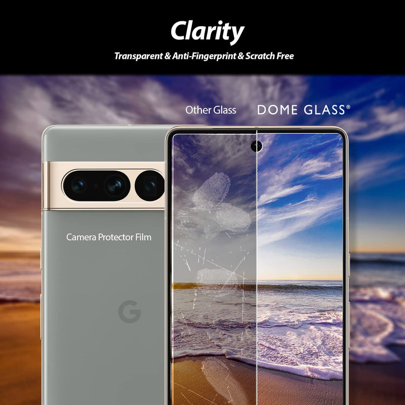  [AUSTRALIA] - [2 DOME GLASS +1 CAM PACKAGE] Whitestone Dome Glass Screen Protector for Google Pixel 7 Pro (2022), Full Tempered Glass Shield with Liquid Dispersion Tech [Easy to Install Kit] Smart Phone Screen Guard with Camera Film Protector - 2pack