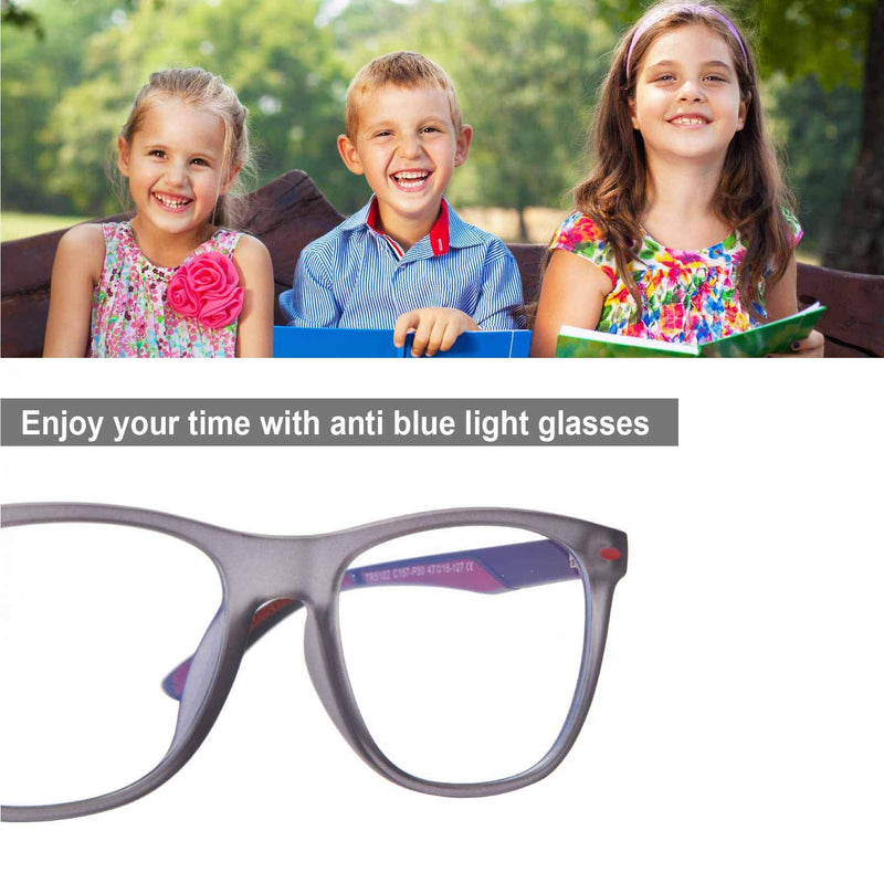  [AUSTRALIA] - Madison Avenue Blue Light Bocking Glasses for Kids Flexible TR90 Frame Anti Blue Light Ray Anti Eyestrain UV Glare Computer TV Phone Gaming Study Glasses Boys Girls Age 5-8 (Transparent Grey) Transparent Grey