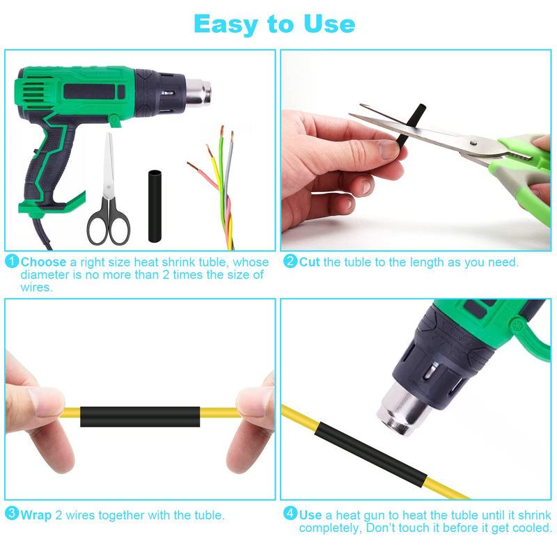  [AUSTRALIA] - 900Pcs Wire Heat Shrink Tubing Kit, Industrial Heat-Shrink Tubing for Wires, 2:1 Marine Grade Heat Shrink Wrap, Premium Large Electrical Waterproof Heat Shrink Tape (Black 12 Sizes) DHOOZ