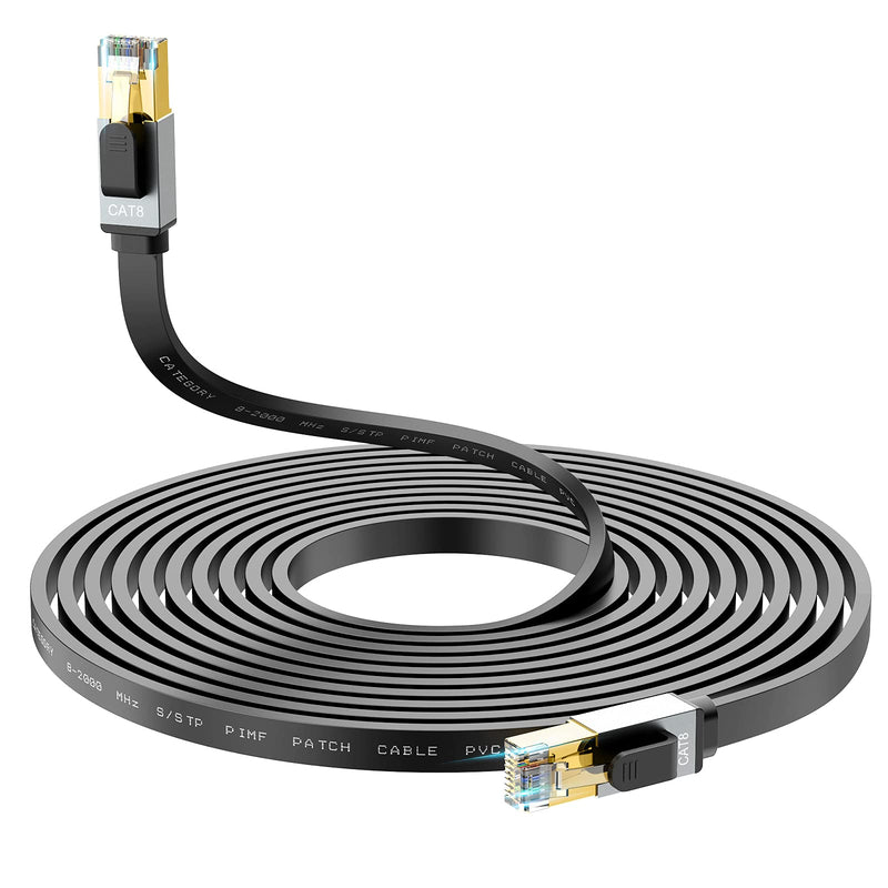  [AUSTRALIA] - Cat 8 Ethernet Cable 15 Ft,Ruaeoda RJ45 Connectors Flat Network Internet Cable for Router,Printer,Ethernet Switch,Modem,Coupler,PC, Mac,Laptop, PS2, PS3, PS4,and XBox-40Gbps, 2000Mhz