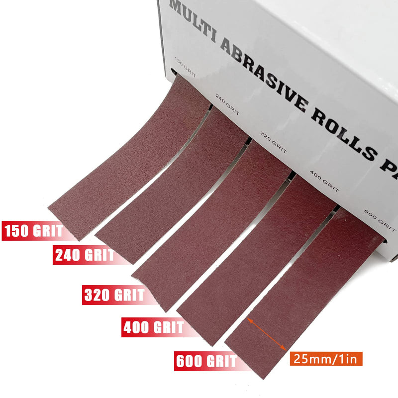  [AUSTRALIA] - QYQRQF Emery Cloth Roll, 5 Grits Abrasive Sandpaper Rolls Assorted Sand Paper with Dispenser for Woodworking Automotive Metal Polishing, 150 240 320 400 600 Grits Per Roll 6 Meters 5roll6m