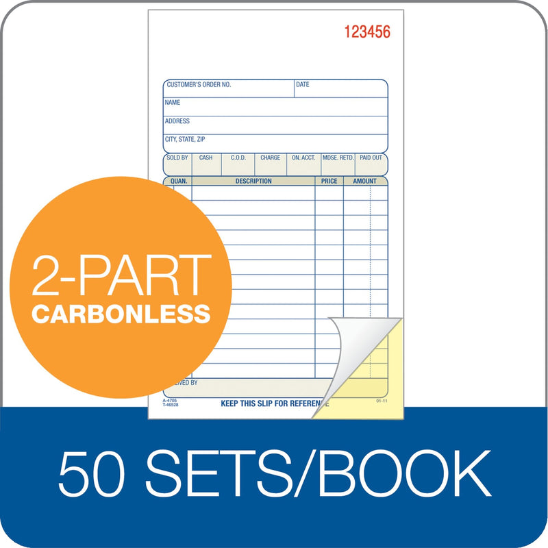  [AUSTRALIA] - Adams Sales Order Book, 2-Part, Carbonless, White/Canary, 4-3/16 x 7-3/16 Inches, 50 Sets per Book (DC4705) 1