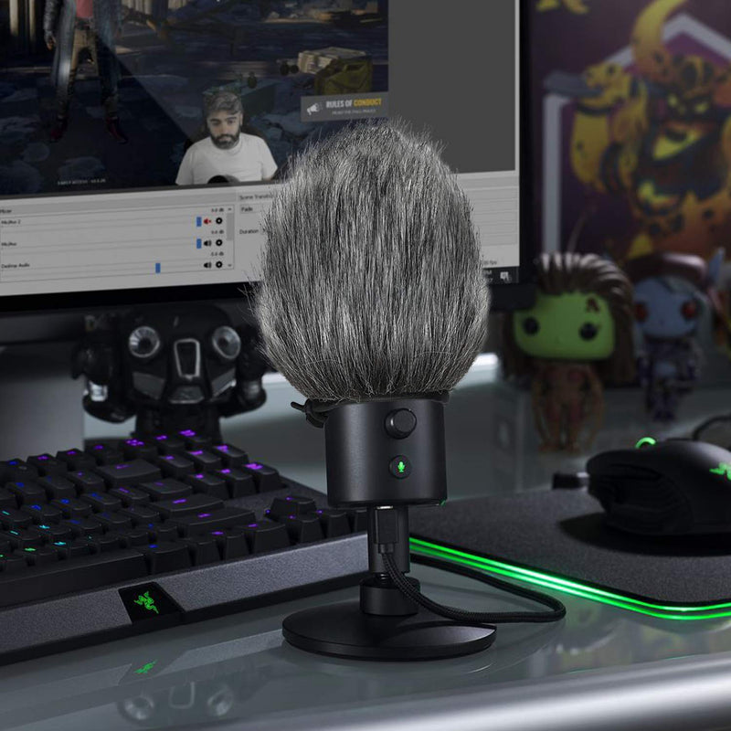 [AUSTRALIA] - SUNMON Razer Seiren X Furry Windscreen Muff, Mic Pop Filter/Shield Wind Cover fits Razer Seiren X USB Condenser Streaming Microphone
