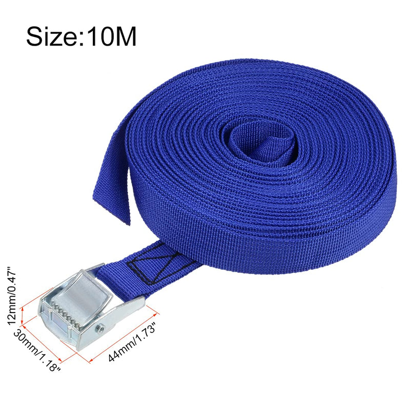  [AUSTRALIA] - uxcell Cam Buckle Tie Down Lashing Strap 10Mx25mm 250Kg Load Cap Polypropylene for Moving Cargo, Blue, Pack of 1 10 Meters