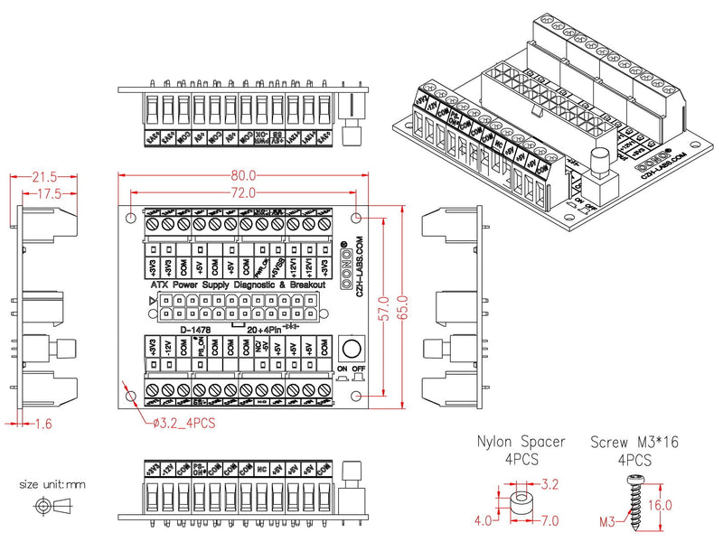  [AUSTRALIA] - 24/20-Pin ATX DC Power Supply Diagnostic/Breakout Board Module