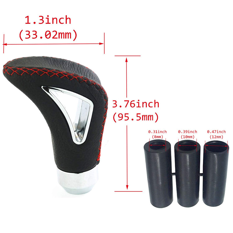  [AUSTRALIA] - Abfer Leather Shift Knob Car Manual Gear Shifting Knobs Stick Shifter Replacement Fit Most Universal Automatic MT Transmission Vehicle, Red
