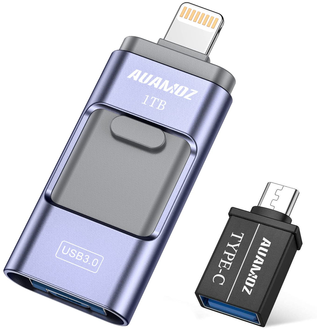  [AUSTRALIA] - Flash Drive for iPhone 1TB, AUAMOZ USB Memory Stick Photo Stick External Storage Thumb Drive for iPhone iPad Android Computer (Light Blue) AUUSB004-Light Blue