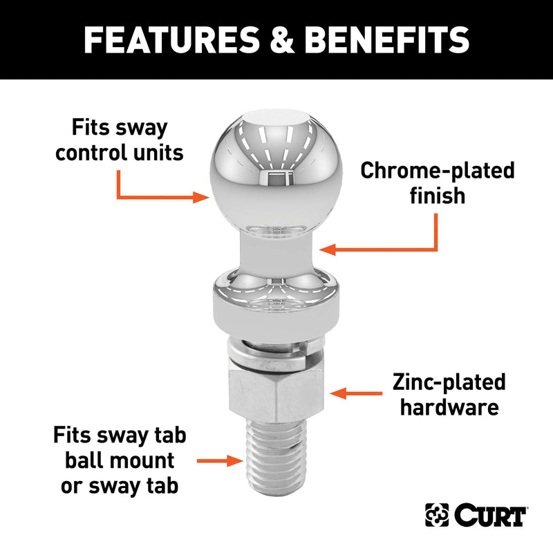  [AUSTRALIA] - CURT 40093 Replacement 1-1/4-Inch Sway Control Ball, 5/8-Inch x 1-3/4-Inch Shank