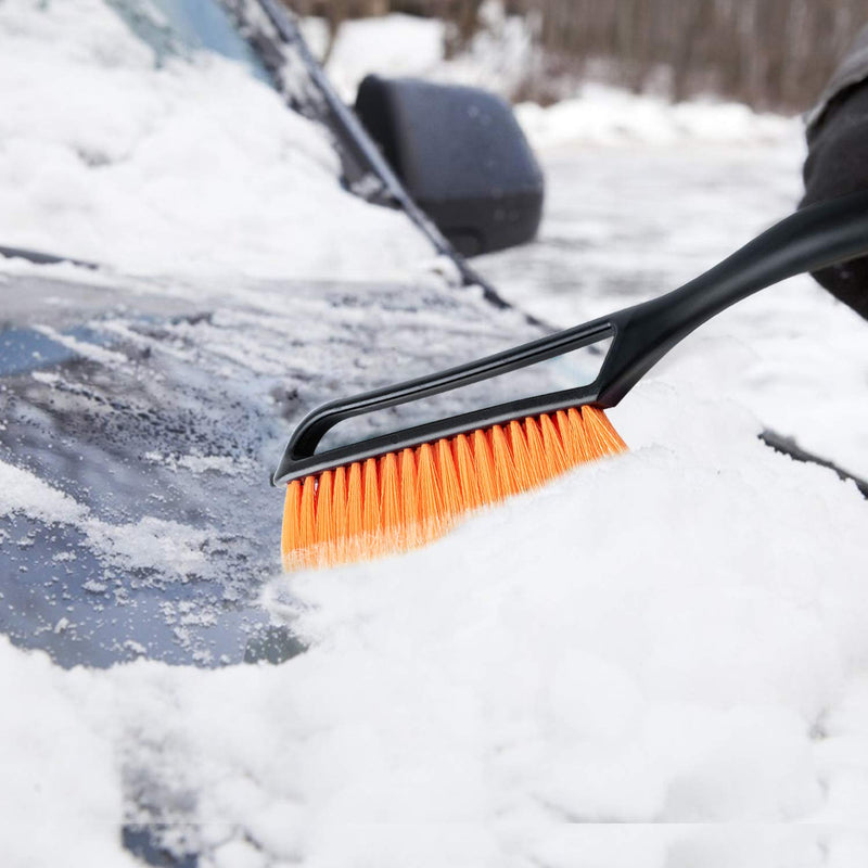  [AUSTRALIA] - AstroAI 27” Snow Brush and Detachable Deluxe Ice Scraper with Ergonomic Foam Grip for Cars Winter Snow Removal (Heavy Duty ABS, PC Brush) 1 Pack Yellow