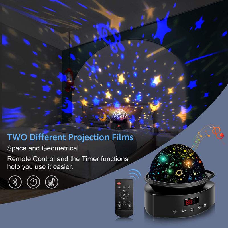  [AUSTRALIA] - Moredig Baby Light Projector, Built-in White Noise Star Projector with Bluetooth, Timer and Remote Colorful Night Light for Decoration, Parties Black-advanced