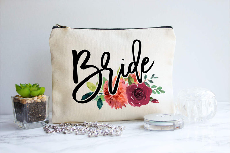 Moonwake Designs Bride Makeup Bag, Bridal Shower Gift, Gift for Bride, Wedding Cosmetic Pouch, Fall Makeup Bag, Autumn Wedding Gift - LeoForward Australia