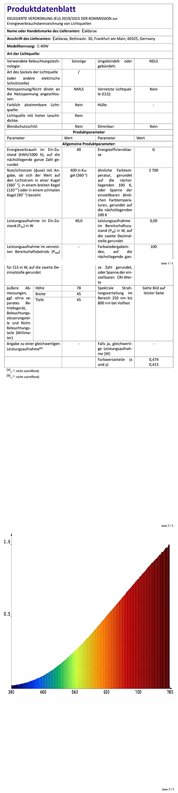  [AUSTRALIA] - Caldarax Pack of 2 oven lamps G45 40W E14, dimmable 2700K warm white stove light bulb, 410 lumens, 78MM * 45MM, heat-resistant up to 300°C, P45 240V globe clear light bulbs for oven, lava lamp