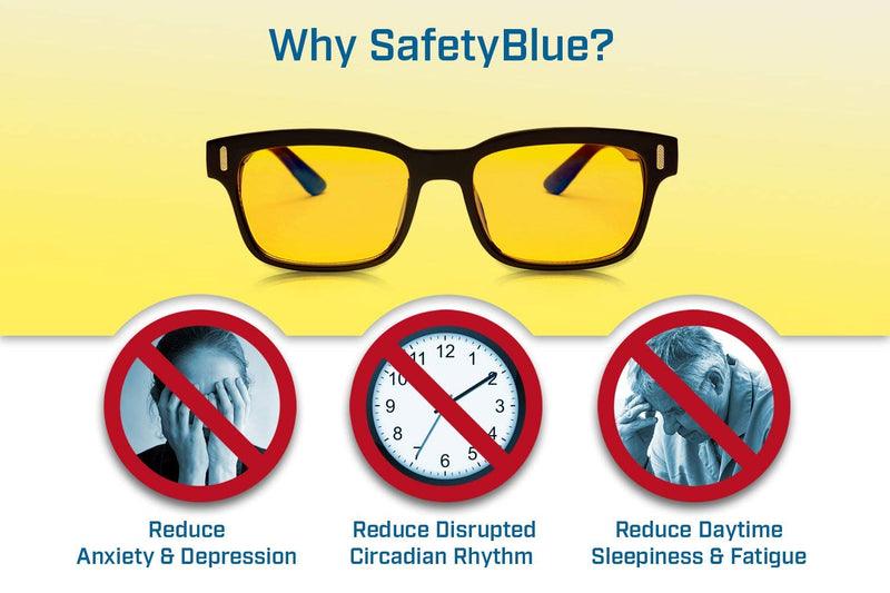 SafetyBlue Retro Day Glasses Blue Blocking for Men & Women | Reading Glasses | Gaming Monitors | Non-Prescription Glasses Yellow - LeoForward Australia