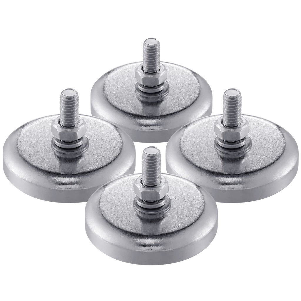  [AUSTRALIA] - 4 Pack Neodymium Round Magnet with M6 Male Thread, 150 lb Round Magnet with Bolt Stud Mounting Magnet for Lighting, Camera and Other Brackets 4 150lb Magnet