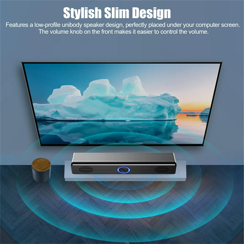  [AUSTRALIA] - Atrasee USB Computer PC Speakers for Desktop TV Monitor, Gaming Desk Sound Bar,Wired USB-Powered with Bluetooth 5.0 Superb Stereo Sound & Enhanced Bass for Windows Desktop Computer and Laptops