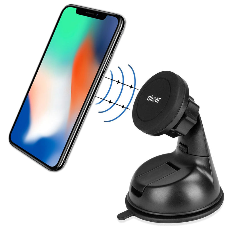  [AUSTRALIA] - Olixar Magnetic Car Phone Holder for Windscreen or Dashboard - (Magnetic Stickers for Phone Provided) - Sturdy & Easy to Use Car Mount - Universal