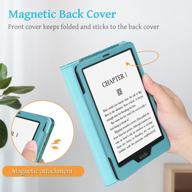  [AUSTRALIA] - Fintie Stand Case for 6.8" Kindle Paperwhite (11th Generation-2021) and Kindle Paperwhite Signature Edition - Premium PU Leather Sleeve Cover with Card Slot and Hand Strap, Shades of Blue Z-Shades of Blue