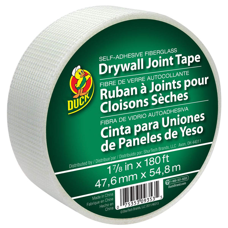  [AUSTRALIA] - Duck Brand 282083 1.88-Inch by 180 Feet Single Roll Self-Adhesive Fiberglass Drywall Joint Tape, White