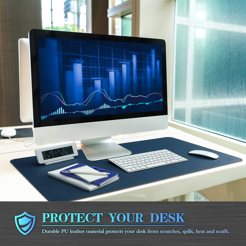 Knodel Desk Mat, Dual-Sided Office Desk Pad, Waterproof Desk Mat for Desktop, Desk Pads & Blotters, Desk Pad Protector for Office and Home (35.4" x 17", Dark Blue) Dark Blue/Yellow 35.4" x 17" - LeoForward Australia