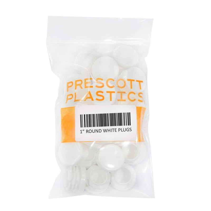 Prescott Plastics 1" Inch Round Plastic Plug Insert (10 Pack), white End Cap for Metal Tubing, Fence, Glide Insert for Pipe Post, Chairs and Furnitures 1.0" OD (1.0") - LeoForward Australia
