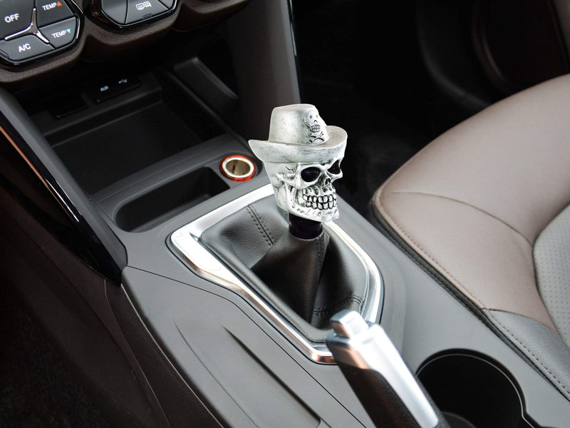  [AUSTRALIA] - Bashineng Car Auto Gear Shift Skull Stick Shifter Knob Head with Hat Fit Most Universal Manual Automatic Transmission (Silver) silver