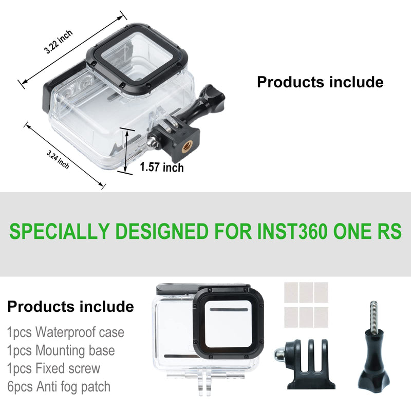  [AUSTRALIA] - Waterproof Housing Case for Insta360 ONE RS 4K Edition, Underwater Diving Protective Shell 60M/196FT with Bracket Accessories