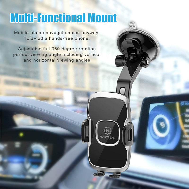  [AUSTRALIA] - WixGear Universal Dashboard Curved Phone Car Suction Cup Mount Holder 360 Degree Rotation Compatible with iPhone 13 Pro Max, 12 Pro, Galaxy S21, S20