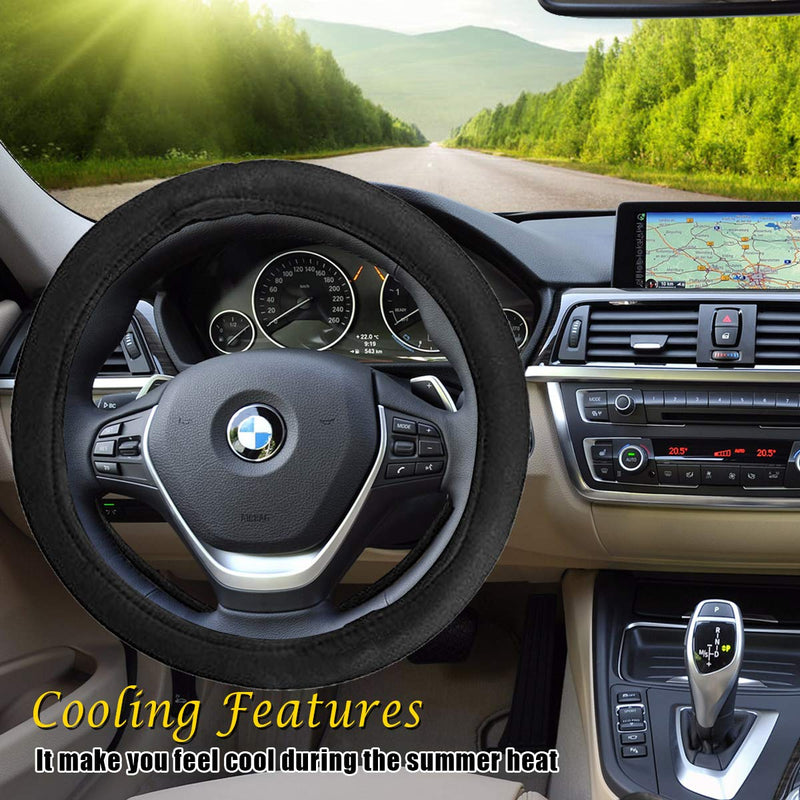  [AUSTRALIA] - VaygWay Heated Steering Wheel Cover- 12V Black Warmer Car Steering Heater- 15 inch Electrical Wheel Cover