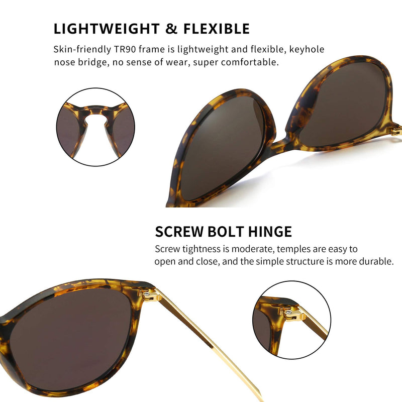 SUNGAIT Vintage Round Sunglasses for Women Men Classic Retro Designer Style Amber Frame(matte Finish)/Green Lens - LeoForward Australia