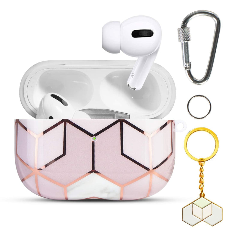  [AUSTRALIA] - HIDAHE AirPods Pro Cute Case, Cute Apple AirPods Pro Cover Case Protective AirPods Pro Accessories Kit for Girls with 2 Keychains Compatiable with Apple AirPods Pro Case, Golden Marble