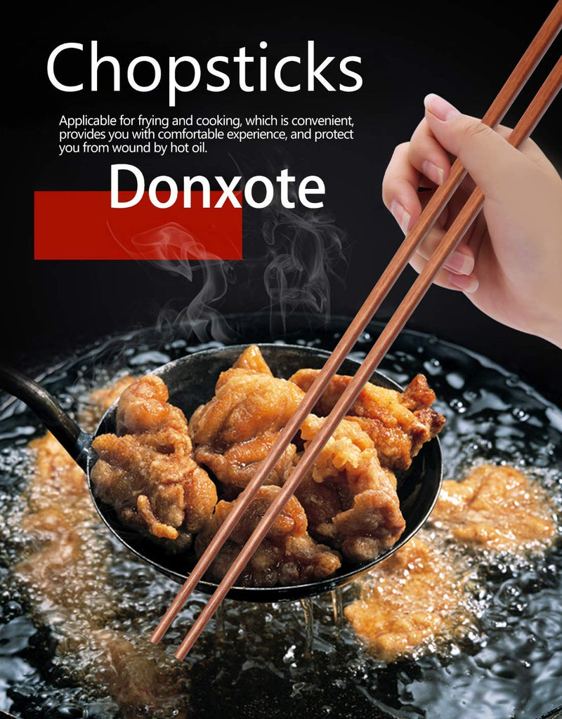  [AUSTRALIA] - Donxote Cooking Chopsticks, Extra Long Wooden Kitchen Frying Chopstick 16.5 Inches - Brown(6-Pairs)