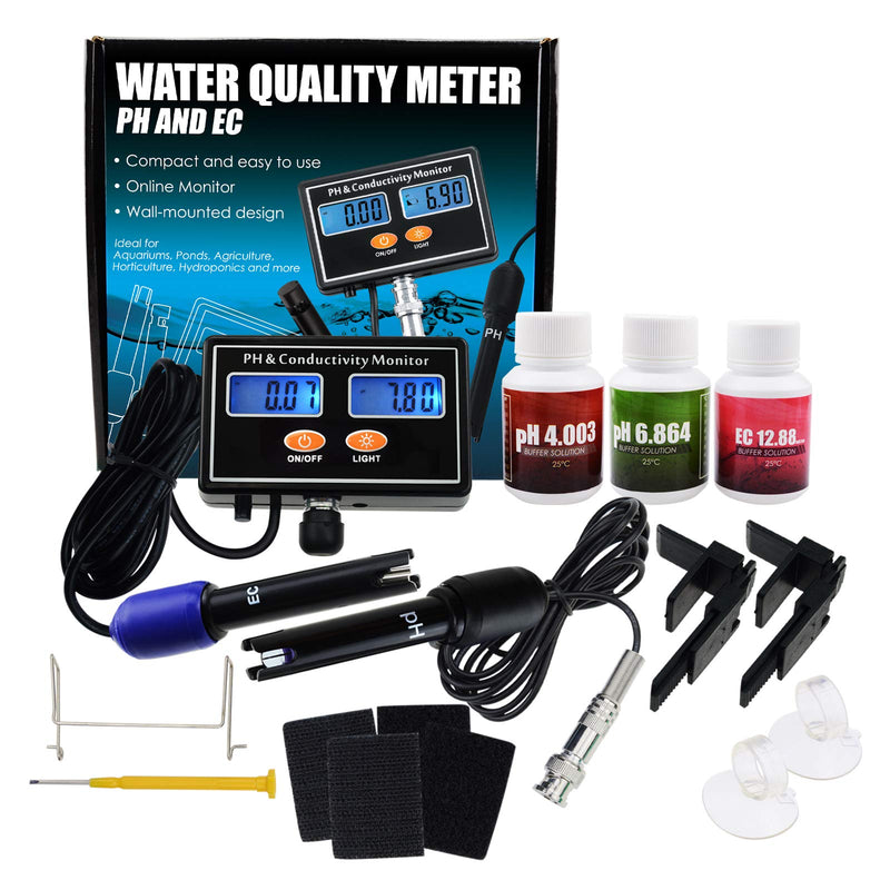 pH/EC Conductivity Meter with ATC Water Quality Tester 0.0-14.0pH / 0~19.99ms/cm Aquarium, Hydroponics Tool PH/EC METER - LeoForward Australia