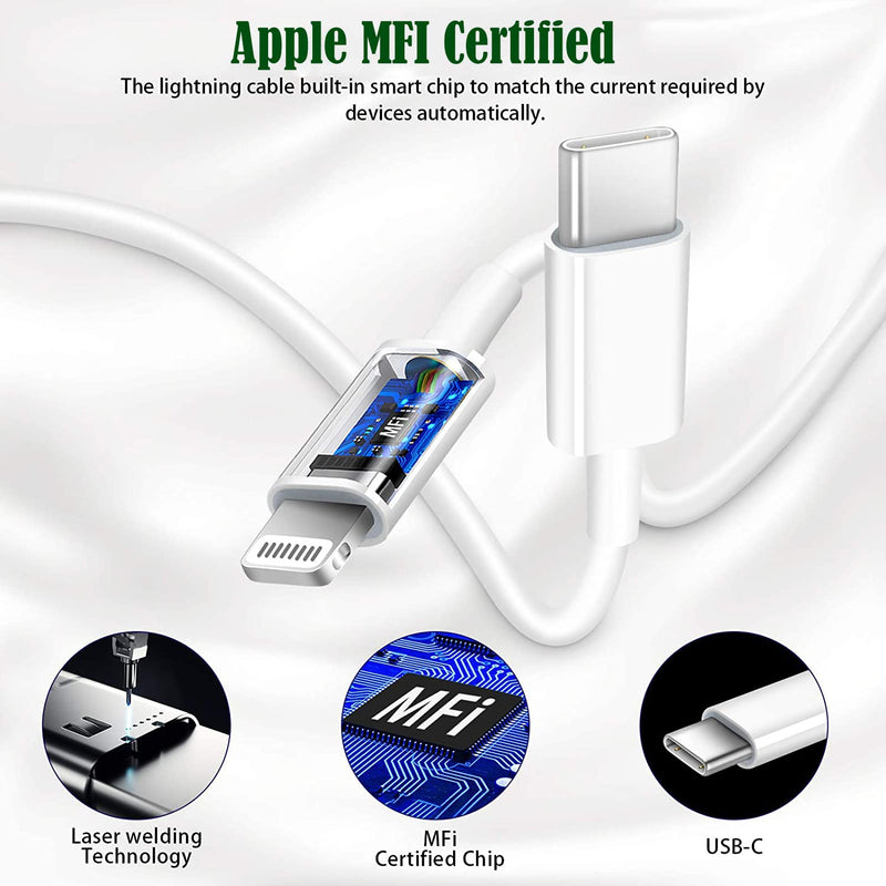  [AUSTRALIA] - iPhone Charger [Apple MFI Certified] Apple Block USB C Fast Wall Plug with 3ft USB C to Lightning Cable for iPhone13/14/14 plus/12/pro/pro max/11/Air pods pro/iPad air 3/min4 (White) 1