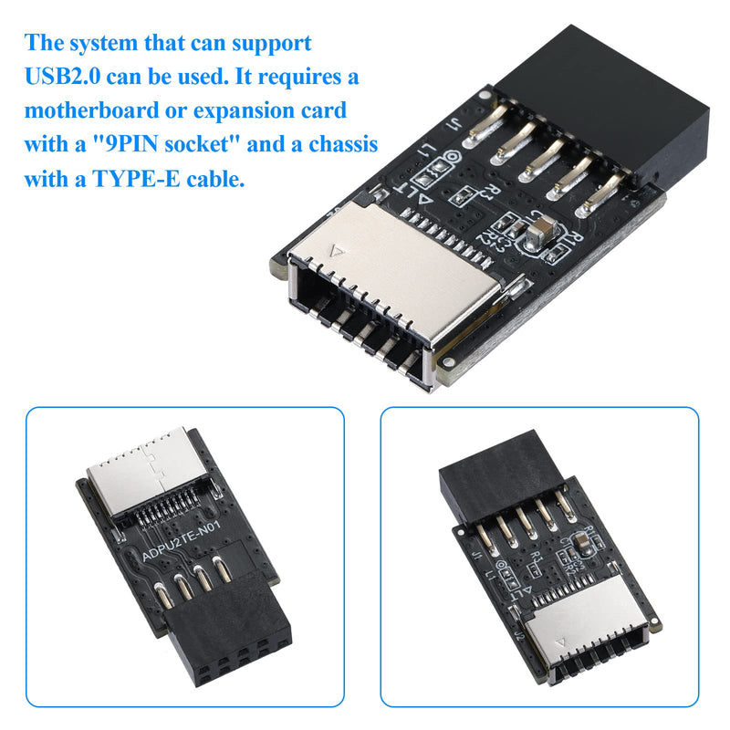  [AUSTRALIA] - MZHOU USB 2.0 Front Panel Header USB 9pin to USB 2.0 Type-E Internal Adapter