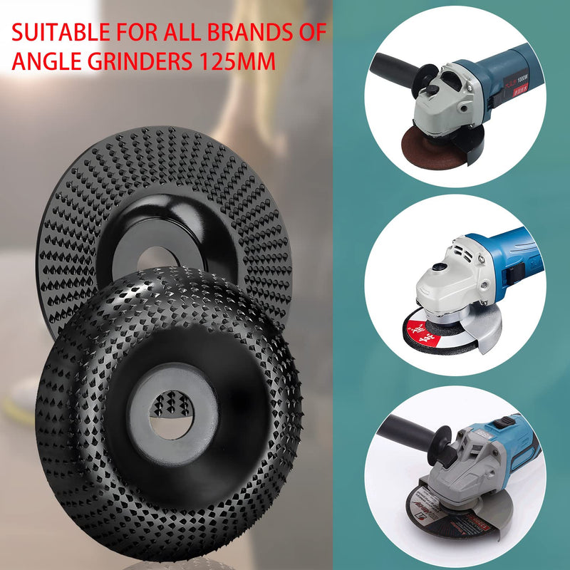  [AUSTRALIA] - Wood grinding disc for angle grinder, 125 mm, wood carving disc, 2 pieces, wood cutter, rasp disc, milling disc for angle grinder, polishing, carving, grinding