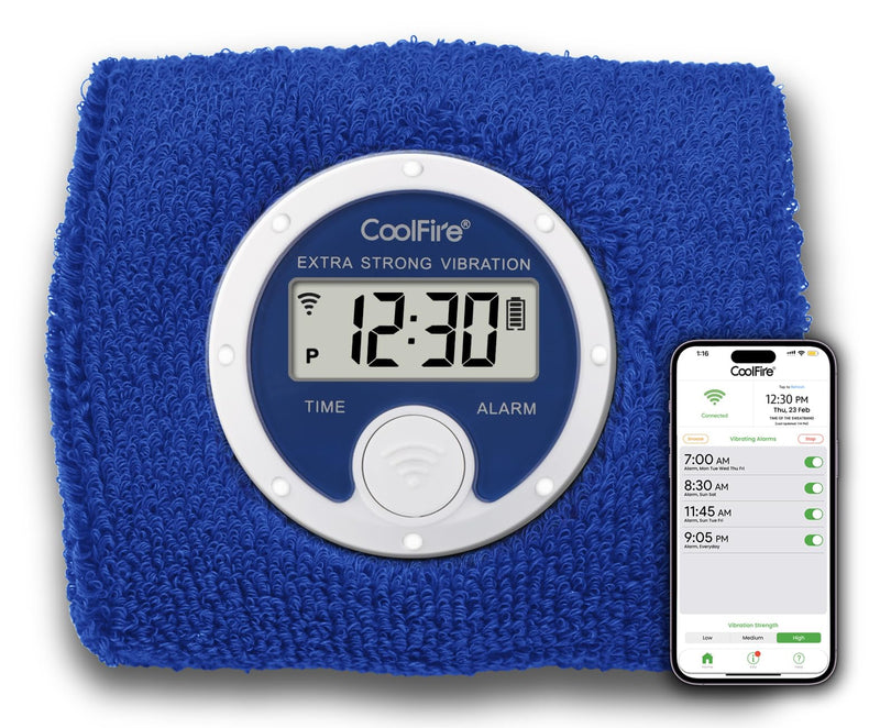  [AUSTRALIA] - Coolfire - Wristband Vibrating Alarm Watch for Couples, Students, Hearing Impaired, USB Chargeable(Blue)