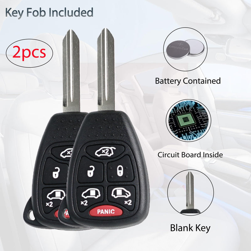  [AUSTRALIA] - Key Fob Keyless Entry Fits for Chrysler Town & Country Dodge Grand Caravan 2004 2005 2006 2007 Remote Control Replacement 05183683AA M3N5WY72XX 46Chip 6 Button Head Fob Key (Set of 2)
