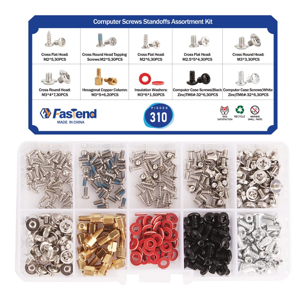  [AUSTRALIA] - 320PCS Computer Screws Standoffs Assortment Kit Laptop PC Fan Screws Motherboard Standoffs for Universal Computer Case Hard Drive Fan Power Graphics Chassis Installation & Repair