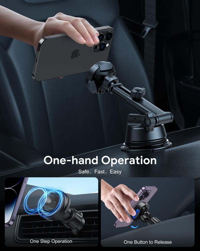  [AUSTRALIA] - OMOTON for MagSafe Car Mount, O-Mag DriveSafe Magnetic Phone Holder for Car, Cell Phone Mount for Dashboard Windshield Vent, Fit for iPhone 14 13 12 Series Magsafe Cases