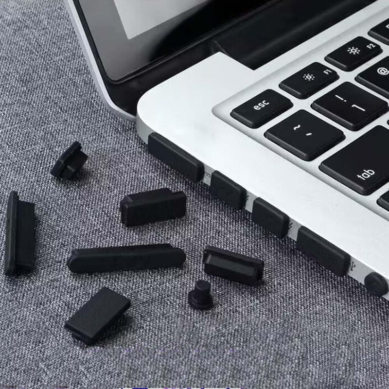  [AUSTRALIA] - 13 Pcs USB Port Cover, Silicone USB Cap Cover Anti-Dust Protector Port for PC Laptop USB Female Plug, VGA, HDMI, RJ45, SD Card, Headphone Ports Dust Stopper,Black(Universal Computer dust Plugs) Universal computer dust plugs