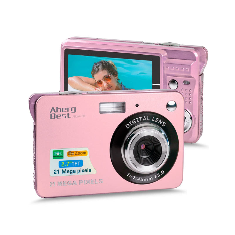  [AUSTRALIA] - Digital Camera, AbergBest Mini Kids Digital Cameras for Teens with 8X Zoom HD 720P Compact Camera with LCD Screen for Students, Boys, Girls, Kids Pink