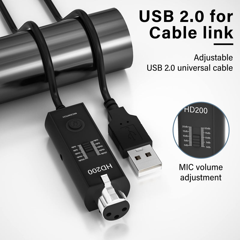  [AUSTRALIA] - IUKUS USB Microphone Cable 6FT, USB to XLR Female Cord Mic Link Converter Cable XLR to USB Studio Audio Adapter Cable for Microphone/Recording