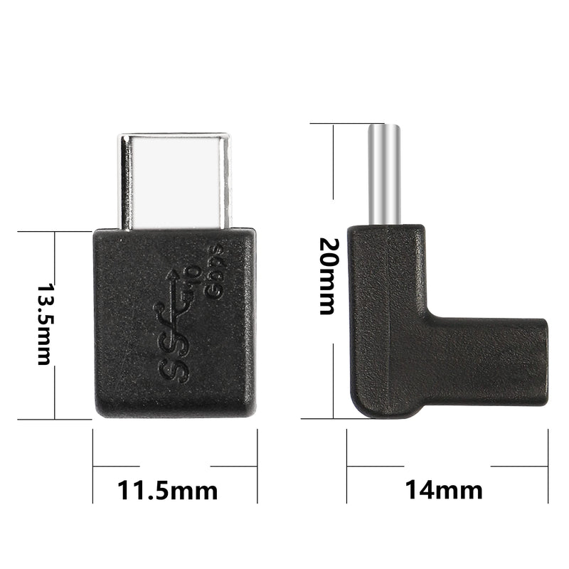  [AUSTRALIA] - GELRHONR 90 Degree USB-C Male to Female Adapter,Up&Down Angle USB 3.1 Type C Gen 2 (10Gbps) Connector,Support Charging Data Transmission,for Laptop,Tablet,Mobile Phone-2Pack