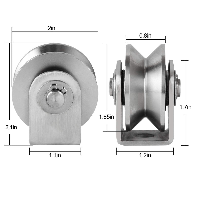  [AUSTRALIA] - 2in V Groove Wheel, Stainless Steel Pulley Roller Duplex Bearing Super-Silent Sliding Gate Roller Wheel, Heavy Duty Traction Wheel for Home Gym Wire Rope Rail Sliding Gate Material Handling and Moving