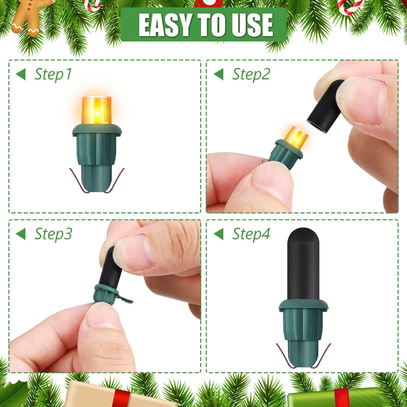  [AUSTRALIA] - 200 Pieces No Glow Caps Christmas Glass LED Glow Plug Cap Light Blackout Caps No Glow Caps Black Out Cover for Christmas Lights (200 Pieces, 5 x 13 mm) 200